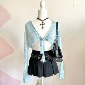 Baby Blue Crochet Bolero Cardigan, Y2K Vintage Inspired Coquette Dainty Medium